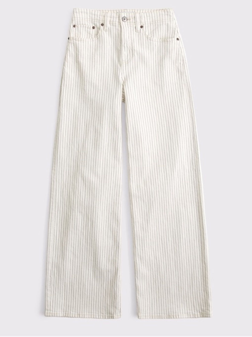 Abercrombie and Fitch Linen-Blend High Rise Wide Leg Striped Jean